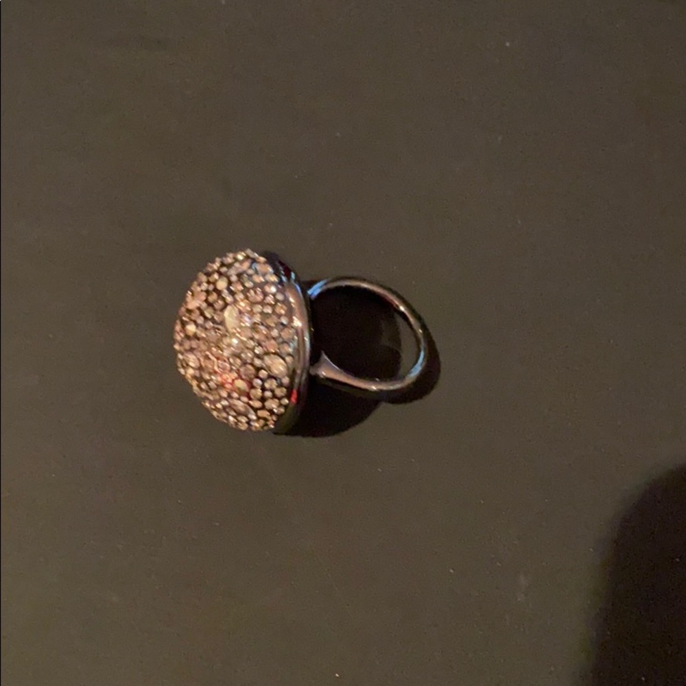 Gun metal crystal ring